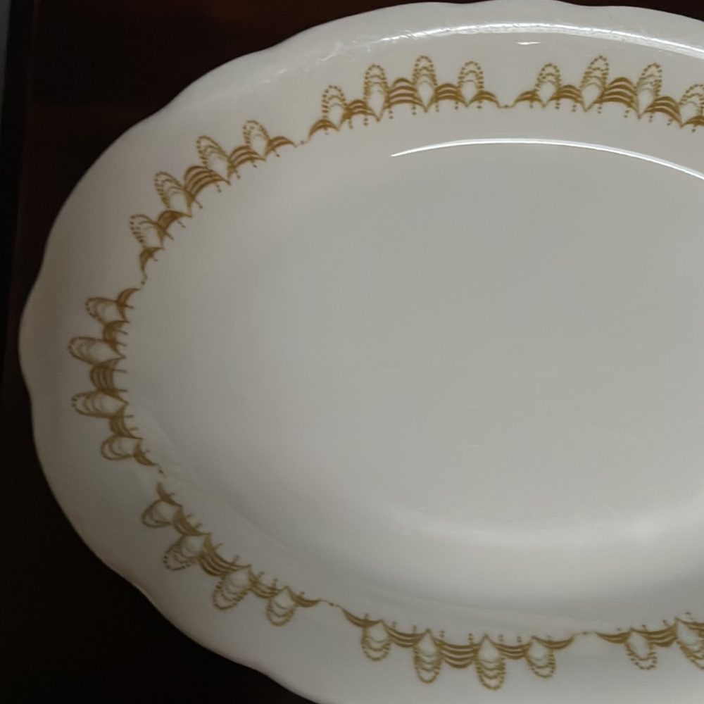Art Deco 10" Atomic Oval Platter Buffalo China Restaurant Ware BUF4, "Colonnade" - Picture 7 of 8